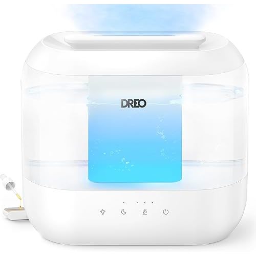 Dreo Humidifiers for Bedroom, Top Fill 4L Supersized Cool Mist Humidifier, 36H Runtime, 28 dB Quiet Ultrasonic Air Humidifier for Large Room, Plants, Baby Nursery, Indoor, Night Light, Easy to Clean