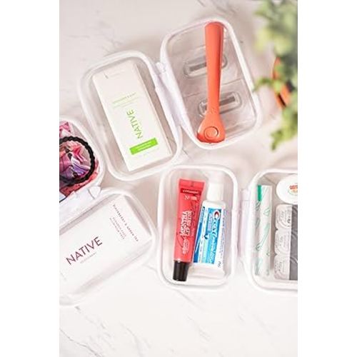Maple & Lark Bliss Bins - Hard Sided Clear Zipper Case for Storage - Professional-Grade Plastic Clear Zipper Pencil Case, Toiletry Pouch, Travel Organizer, Cosmetic Bag, Toy Storage Bins (2 Pack, XS)