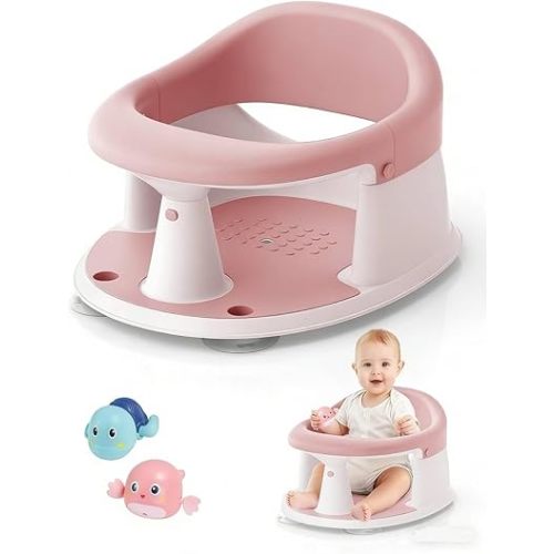 Baby Bath Seat for Babies 6 Months & Up, Bath Seats for Babies Sitting Up, 3 Baby Bath Toys, Open Design, Non-Slip, Compact Toddler Bath Seat.