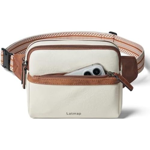 LATMAP 3L Fanny Packs Belt Bag for Women Small Everywhere Crossbody Bag Waist Packs Faux Leather Sling Chest Travel Purse