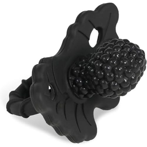 RaZbaby RaZberry Silicone Teether Pacifier – Teething Relief for Infants, Food-Grade, BPA-Free, Hands-Free Design, Natural Berrybumps Fruit Texture for Sensory Development, Freezable – Black