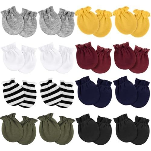 AQOKKA Newborn Baby Mittens No Scratch Cotton Elastic Wrist Gloves Infant Toddler Mittens for Baby Boy Girl 0-6 Months