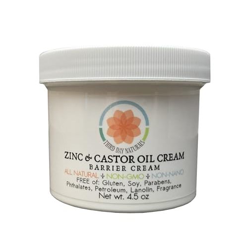 Zinc and Castor Oil Cream – Non-Nano and Non-Gmo Barrier Cream 4.5 oz