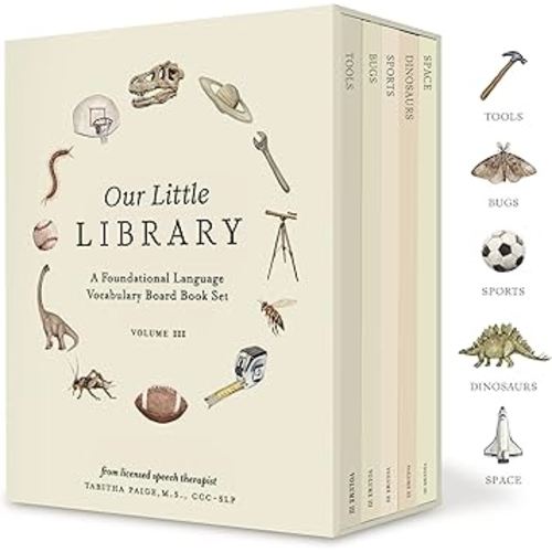 Our Little Library Vol. 3: Dinosaurs, Space, Tools, Bugs, and Sports Board Book Set for Boys & Girls (Tabitha Paige Children's Book Series)