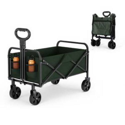380 lbs Capacity 7.8 cu. ft. Collapsible Steel Frame Garden Cart in Blue Fabric with All-Terrain Wheels & Drink Holder