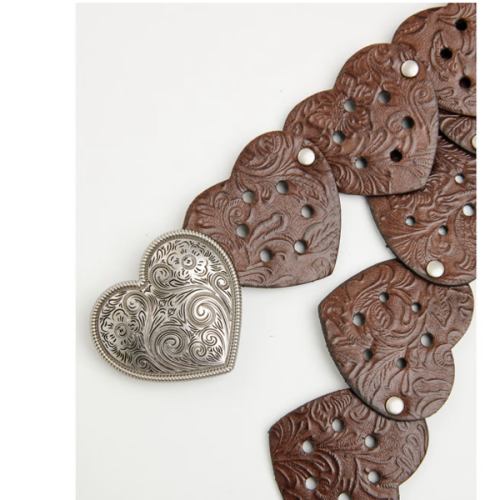Shyanne Girls' Marigold Heart Plaque Leather Strap Belt