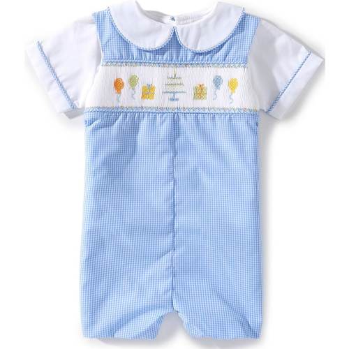 Petit Ami Baby Boys Short Sleeve Hand Picture Smocked Birthday Jon Jon Shortall