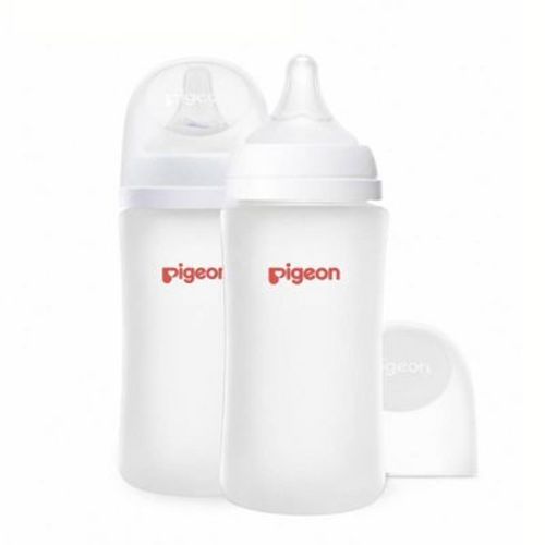 Pigeon Nurture & Nest Silicone Coated Glass Baby Bottles with Nipples - 8 fl oz/2pk