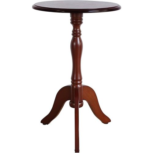 HLR Round Small End Table, Wooden Pedestal Side Coffee Tables, Vintage Accent Nightstand for Living Room, Bedroom, Entryway (1, Dark Brown)