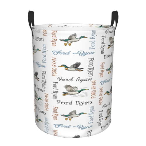 Custom Baby Hamper for Nursery Boy Girl Mallard Duck Baby Laundry Basket with Name Laundry Hamper Baby Nursery Hamper Personalized Kids Baby Gift Baskets Bin Storage Basket Organizer