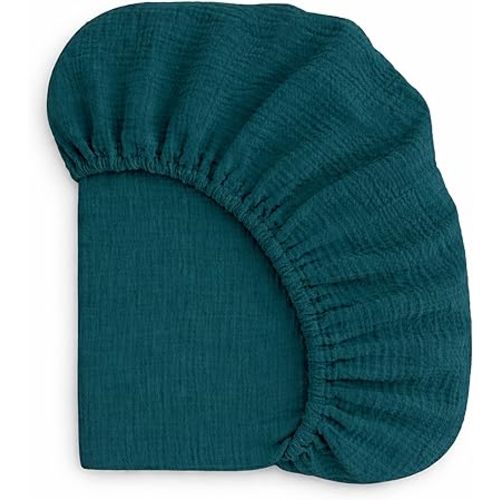 Ababy Custom Size Baby Fitted Sheet – Muslin Cotton for Bassinet, Crib, Cradle & Toddler Mattress – Soft Breathable Fabric, 360° Elastic, Machine Washable, Multiple Colors (Deep Teal)
