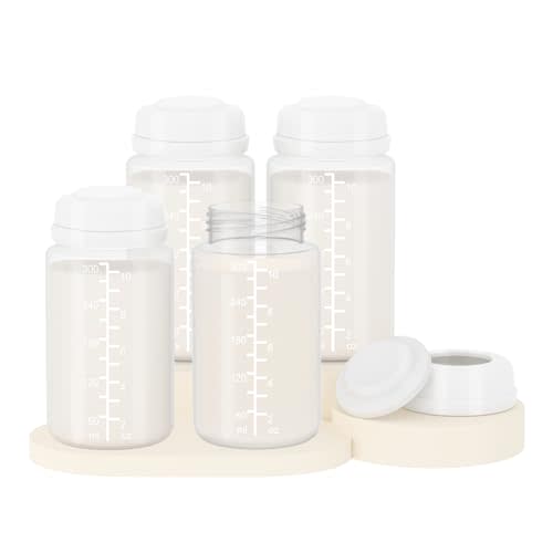 4PC 10oz/300ml Breast Milk Storage Bottles Compatible with Momcozy 22oz Cooler, Pumping Bottles Fit for SpectraS1 S2 9 Plus, Motif Luna, and Most Wide-Mouth Flange