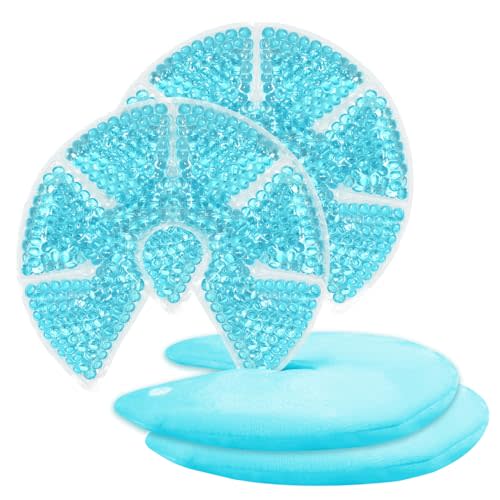 Hot/Cold Breast Gel Bead Ice Packs Breast Cooling/Heat Pads Relief for Breastfeeding, Nursing Pain, Mastitis, Engorgement, Swelling, Plugged Ducts | Boost Milk Let-Down & Production,2 Pack (Blue)
