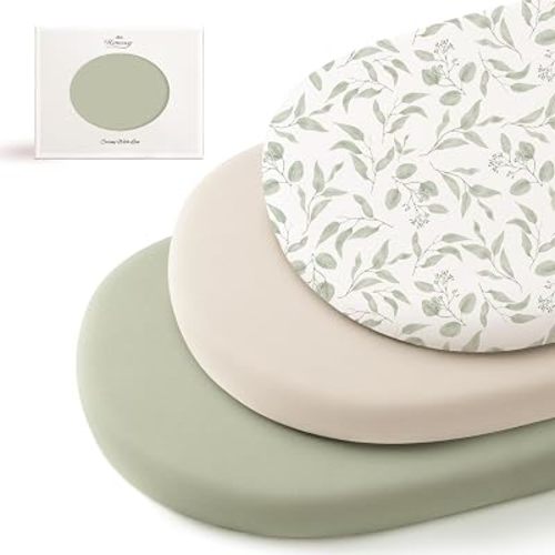 Konssy 3 Pack Stretchy Bassinet Sheets for Baby Girls and Boys, 32"x16"