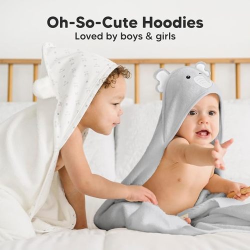 KeaBabies Baby Hooded Towel - Viscose from Bamboo Baby Towel Organic Bamboo Towel, Infant Towels, Large Hooded Towel, Baby Bath Towel with Hood for Girls, Babies, Newborn Boys,Toddler (Elephant) - Regular