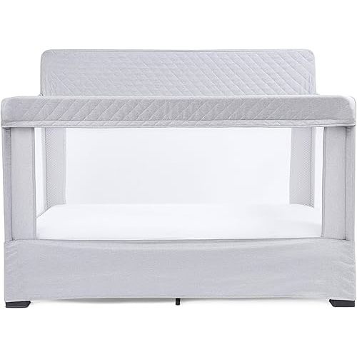 Baby Delight Lunaire Full Size Crib | Breathable Mesh Baby Crib | Tool-Free Assembly Baby Bed | Pebble Grey