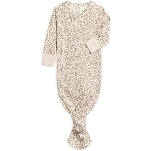 Colored Organics Baby 100% Organic Cotton Newborn Knotted Gown - Infant Indy Kimono Wrap Front Tie Knot with Mitten Cuffs