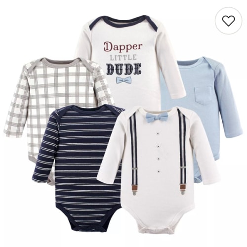 Baby Boy Cotton Long-Sleeve Bodysuits 5pk