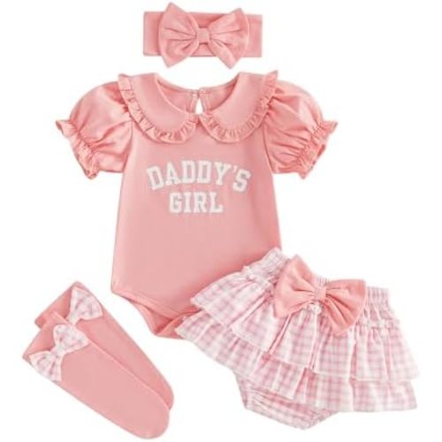 BeQeuewll Newborn Baby Girl Summer Clothes Infant Daddys Little Girl Outfit Romper+Tutu Skirt Set Cute Baby Girl Outfits