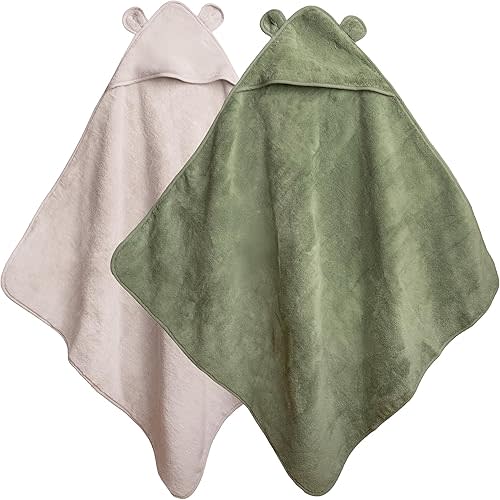 Natemia Hooded Baby Bath Towel - 100% Organic Cotton Baby Towels for Newborns, Toddlers, Boys, Girls - Soft Absorbent 450 GSM - Gentle on Sensitive Skin - Baby Shower Registry Gift (35" x 35")