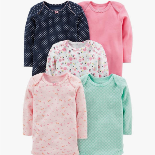 Simple Joys by Carter's Baby Girls' Long-Sleeve Bodysuit, Pack of 5