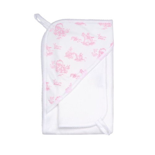 Pink Toile Hooded Towel - Baby