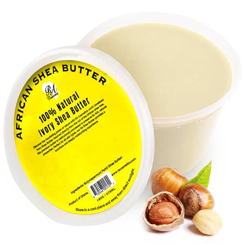 RA COSMETICS 100% Pure Shea Butter, Ivory 16oz | Raw Unrefined African Shea Butter from Ghana, Ultra-Rich Moisturizer for Dry Skin, Whipped Texture
