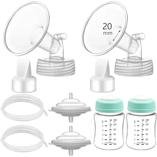 Pump Parts Compatible with Spectra S1/S2/9 Plus, Not Original Accessories, Full Set Replacements Include 20mm Flange, Duckbill Valve, Backflow Protector, Tubing and Bottle