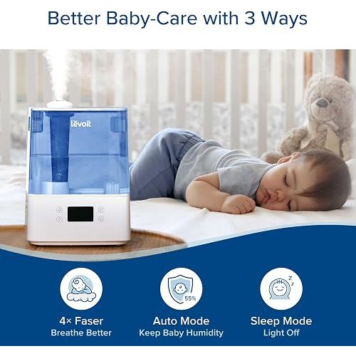 LEVOIT Classic300S Ultrasonic Smart Top Fill Humidifier, Extra Large 6L Tank for Whole Family, APP & Voice Control, Essential Oil Diffuser, Humidity Setting with Sensor, Quiet Sleep Mode, Night Light