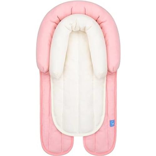 COOLBEBE Upgraded 2-in-1 Babybody Supports for Newborn Infant - Extra Soft Breathable Car Seat Insert Cushion Pad, Perfect for Carseat, Stroller, Swing, Bouncer, Pink