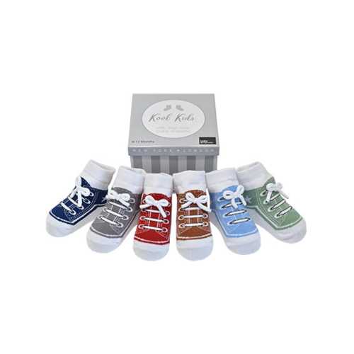 Baby Socks that look like shoes- 0-12 Months - Anti slip-Soft Cotton-6 Pairs - Baby Shower Gift - Gift Box -KOOL KIDS