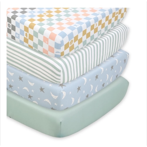 Celestial Multi 4-Pack Fitted Crib Sheet Set