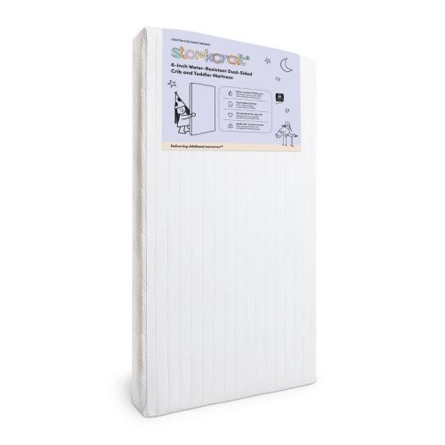 Storkcraft 6" Water-Resistant Grow-with-Me Dual-Sided Baby Crib and Toddler Bed Mattress