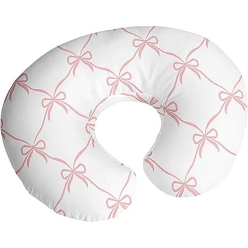 Sweet Jojo Designs Baby Nursing Pillow Cover (Pink Bows) for Girls, Infant/Newborn Nursery, Bottle Breastfeeding Slipcover, Breast Feeding Pillowcase - Pillow NOT Included (for Ballerina Collection)