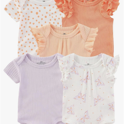 Baby Bodysuits Ribbed Mix Summer Newborn Boy Girl Clothes 5-pack