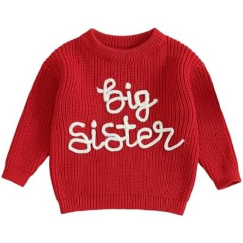 Big Sister Little Sister Matching Outfits Toddler Baby Girl Chunky Knit Sweater Warm Knitted Fall Winter Clothes