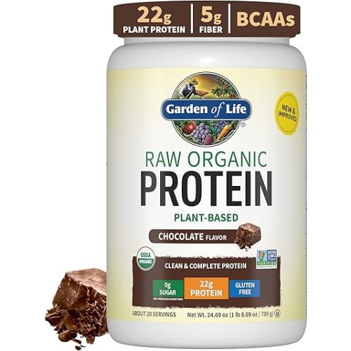 Garden of Life Protein Powder, Vegan Protein Powder, BCAA, Probiotics & Digestive Enzymes, Gluten & Lactose Free, Chocolate, 1.5 LB