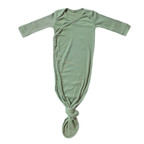 Copper Pearl Baby Gown - Knotted Newborn Sleepers for Baby Boy and Girl, Soft Stretchy Long Sleeve Infant Gowns with Bottom Tie and Hand Mittens, Perfect Hospital Coming Home Outfit (Clover)