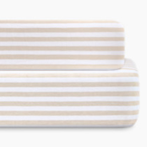 Bellini Organic Jersey Cotton Crib Sheet and Changing Pad Cover Set - Tan Stripe