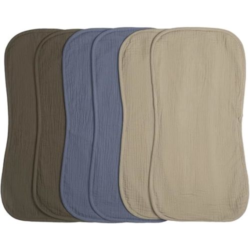 Muslin Burp Cloths 20" x 10",100% Cotton Pack of 6r, Extra Soft and Absorbent,Suitable for both boys and girls