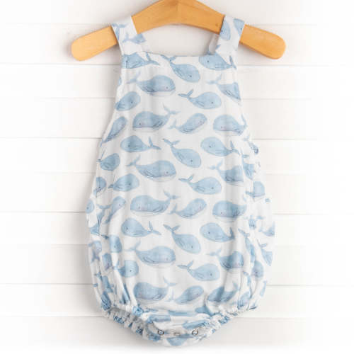 Blubber Buddy Muslin Sunsuit, Blue

        –
        Stitchy Fish