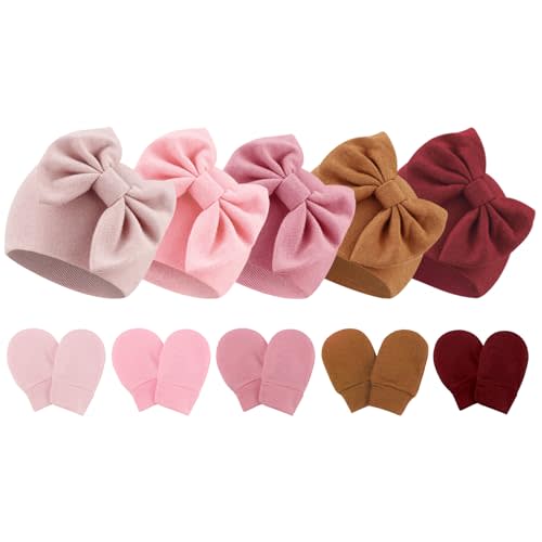 Newborn Baby Girl Hats with Bow Cotton Toddler Infant Beanie Cap Newborn Hospital Hats for Baby Girl Kid 0-12 Months