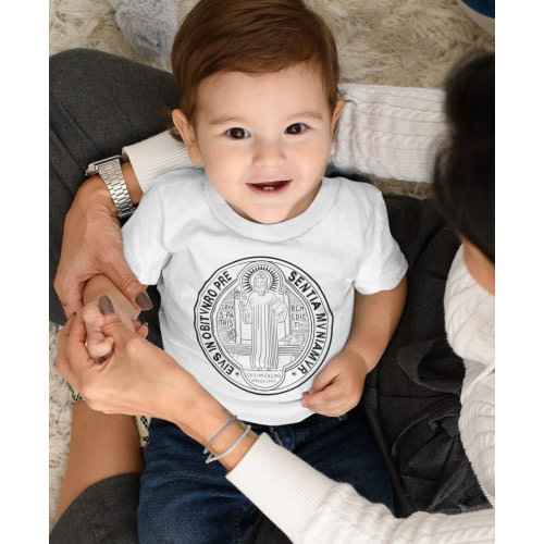 St. Benedict Medal Organic Cotton T-shirt - Catholic Kids