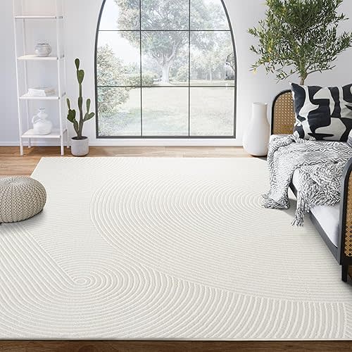 Abani Neutral Cream Area Rug 6' x 9' | White Luxury Zen Carpet | Minimalist Ivory Rugs for Bedroom, Living Room and Dining
