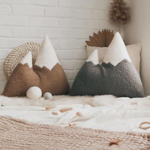 Plush Sherpa Mountain Pillow: Winter Home Decor