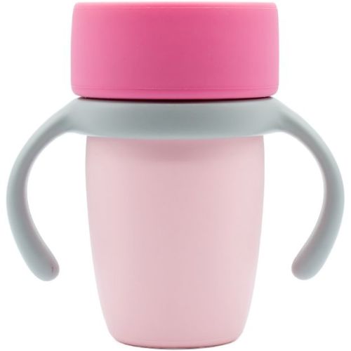 WeeSprout Baby Training Cup, Silicone Sippy Cup with Removable Handles for Weaning Off Bottle - Pastel Pink/Hot Pink/Light Gray