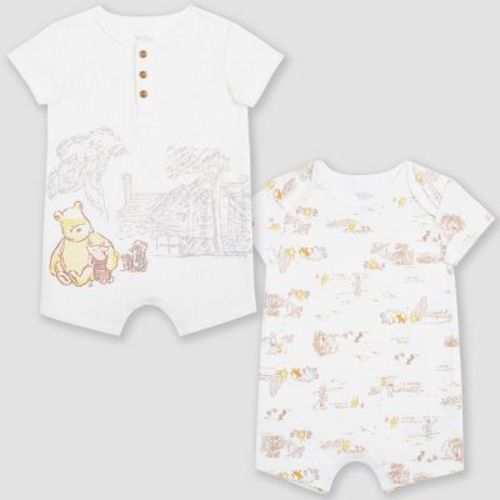 Baby 2pk Disney Winnie the Pooh Collection Romper - Beige 0-3M