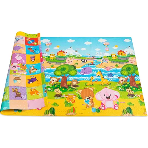 Baby Care Play Mat (Large, Playful - Pinko & Friend) 82'' x 55'' Original One-Piece Reversible Rollable Waterproof Play Mat for Infants, Babies, Toddler, and Kids