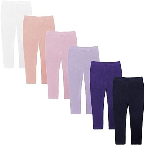 Boys Girls Toddler Little Kids Unisex 6 Pack Cotton Stretch Snug Fitting Long Pant Leggings