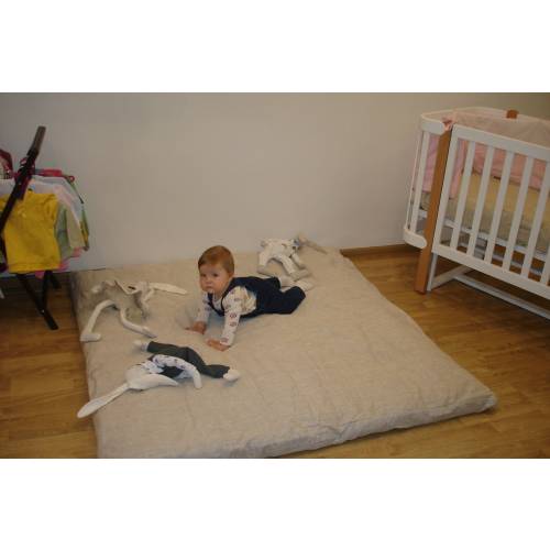 Children's Organic Hemp Play Mat Natural Linen.Removable linen cover.